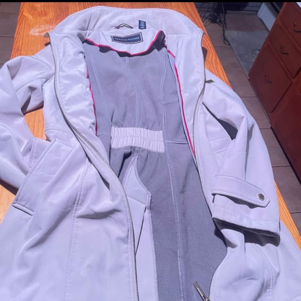 Tommy Hilfiger Taupe Trench Coat with Hood-Size Small